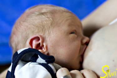 Baby Oscar, 10 Tage jung,an Mamas Brust.